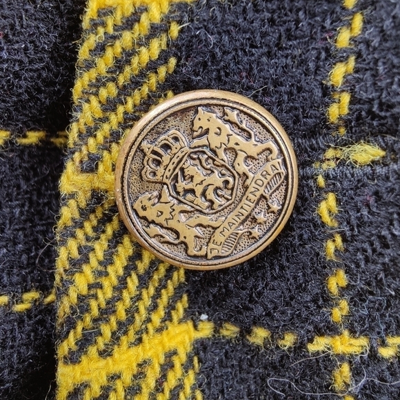 Vintage Lions Club Plaid Portland OR Central East Side Yellow Black Wool Vest XL - Picture 6 of 9